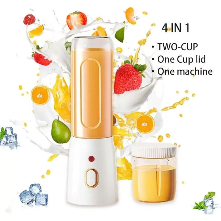 PORCHEDDU Batidora portátil con Vasas Dobles opcionales (Large + Pequeño), recargable por USB, con 10 Hojas, batidora para batidos y smoothies, complementos de alimentación, Hielo Picado, inoxidable Maple Hojas, apta para exteriores y Viajes - 1