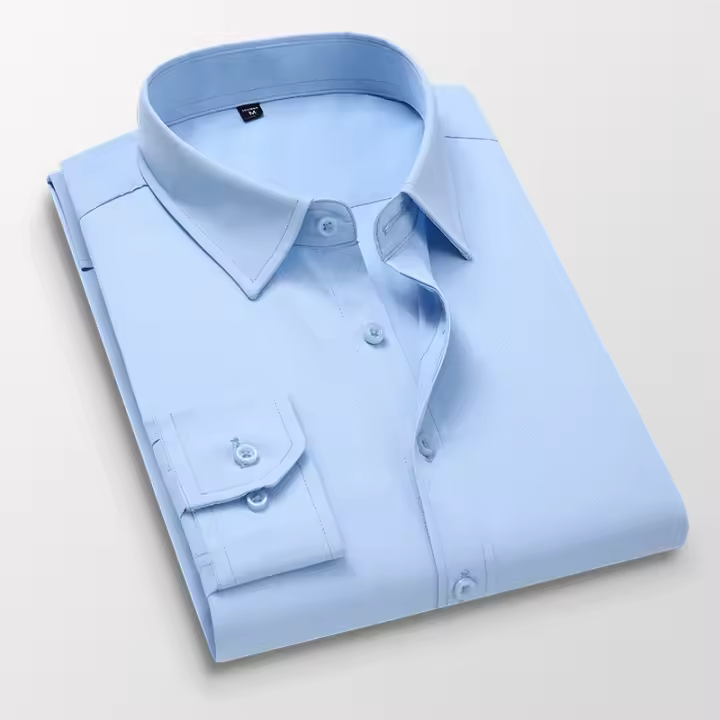 Camisas Largas Para Hombre Negro Blanco Azul Rosa Primavera Otoño Negocios Casuales Botones Cuello Redondo Formal - 1