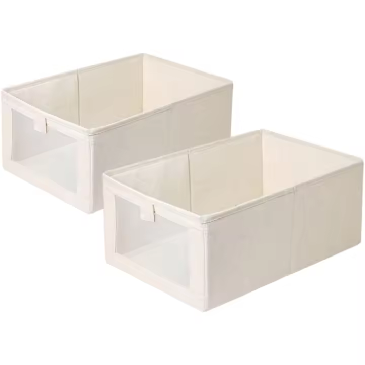 2 Piezas, Organizadores de Cajones, Beige, Cajas de Almacenaje, Organización para Armaria, Ropa, Libros, Cosméticos - 1