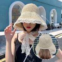 Sombrero de paja de Ala Ancha para Mujer, de Ala elegante, plegable y enrollable, ideal para Playa, Vacaciones, Viajes y Sol. - details 2