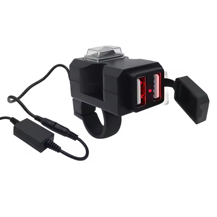 Cargador USB Doble Impermeable Para Motocicleta 5V 3.1A Carga Rápida Con Interruptor Adaptador De Corriente On-Board - 1