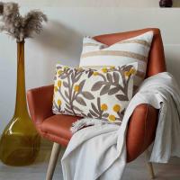 Cojín Decorativo Alo Home Canvas Beige Bordado Mimosas 30x50 cm Cremallera Lavable Algodón y Poliéster - details 3