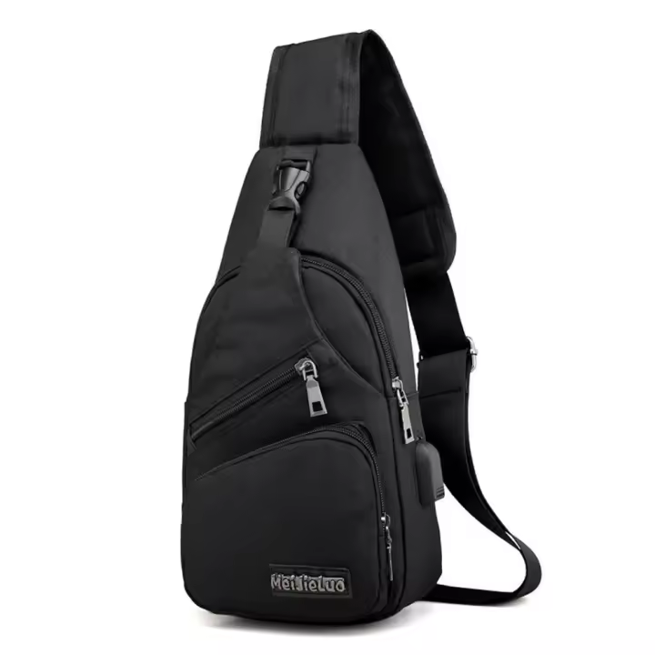 Bolso De Hombro Para Hombre Con Puerto USB Bolsa Transversal Deportiva Monedero Estilo Casual Tamaño 16x8x33cm - 1