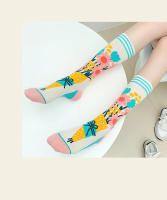 Calcetines De Algodón Coloridos Para Mujer 2024 Moda Primavera Otoño Plantas Echinacos Sloth Estilo Trendy Personales - details 21