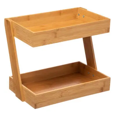 Factory Cuadros - Organizador de Bambú - Estantería de Bambú de 2 Alturas - 1