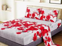 Juego de Sábanas Romántico Gris Grafito con Rosas Rojas y Blancas - Incluye Funda Nórdica + Sábana Ajustable Elástica + 1-2 Fundas de Almohada | Tallas 90/135 cm (3 Piezas) y 150 cm (4 Piezas) | Poliéster Premium Antipilling y Lavado Rápido - details 0