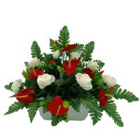 CENTRO DE FLORES ARTIFICIALES APTO PARA EXTERIOR. IDEAL PARA CEMENTERIO TODOS LOS SANTOS. MEDIDAS 60*40*20 - details 1