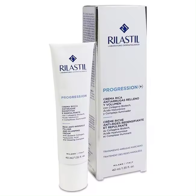 Dermofarm RILASTIL PROGRESSION(+) CREMA RICA ANTIARRUGAS 40 ML - Mejora Arrugas, Firmeza y Luminosidad - 1