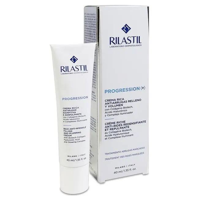 Dermofarm RILASTIL PROGRESSION(+) CREMA RICA ANTIARRUGAS 40 ML - Mejora Arrugas, Firmeza y Luminosidad - 1