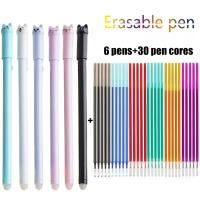 Set De 36 Rotuladores De Goma Con Punto Fino De 0.5mm Y Tinta De Gel Refillables En 6 Colores Calientes Estilo De Gato Erasables - details 0