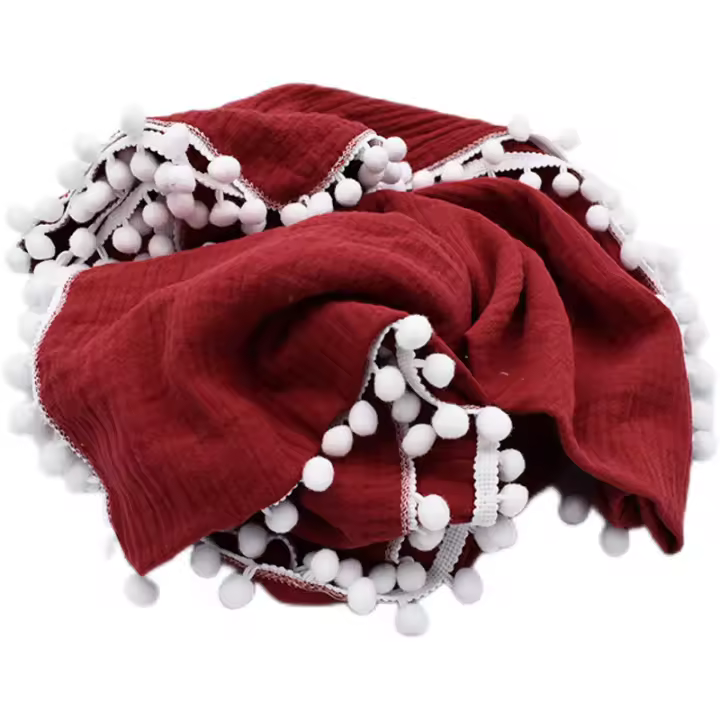Manta con borlas para bebé, funda para cochecito infantil, manta para parabrisas de coche, manta de gasa para bebé recién nacido, edredón para aire acondicionado de cuatro estaciones - 1