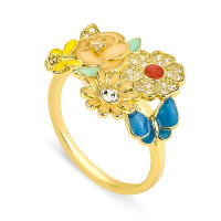 Encanto Anillo de flores para mujer, diseño de margaritas y flores de circón de cobre - details 0