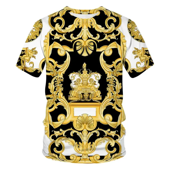 Camiseta De Hombre Estilo Barroco Lujo 3D Cuello Redondo Manga Corta Suelta Sobredimensionada 6XL Moda Casual Para Todas Las Estaciones - 1