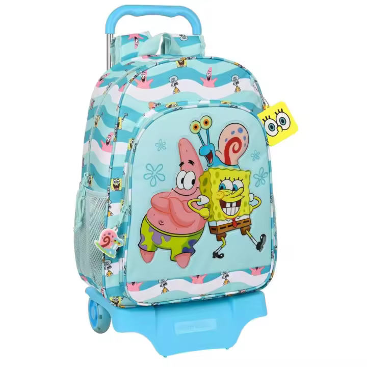 Mochila con Carro Bob Esponja "Stay Positive" 33X42X14Cm (Safta 612291313) - 1