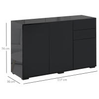 HOMCOM Aparador para Salón Aparador de Entrada con 3 Puertas 2 Cajones y Estante Ajustable Armario de Almacenamiento para Cocina Sala 117x36x74 cm Negro - details 2