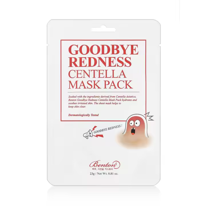 Benton - GOODBYE REDNESS CENTELLA MASK - Esta mascarilla de tejido hidrata, nutre y calma la piel. - 23gr - 1
