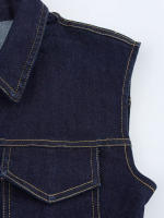 Vestido Mini De Verano Para Mujer En Denim Estilo Elegante Con Cuello En V Y Bolsillos Detalles Elegantes Vestido Largo Antebrazo - details 4