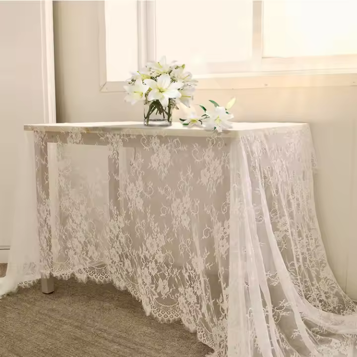 SOMY Manteles,Mantel rectangular de encaje - 150 x 300 cm, manteles blancos - 1
