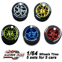 Ruedas Electroplateadas Kicarmod Para Coches De Acción 1/64 Con Neumáticos De Goma Diámetro 0.43In (5 Conjuntos Para 5 Coches) - details 0