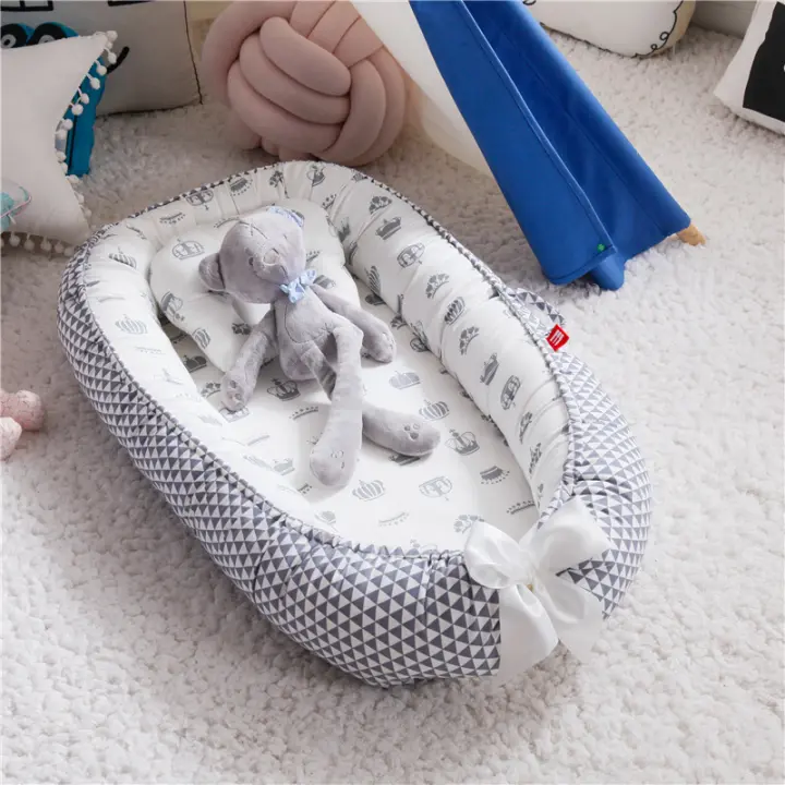 Cuna Portátil Para Bebe 85x50cm Con Amortiguador Y Almohada Algodón Cuna Para Recién Nacidos Cuna De Viajes Para Bebés Y Niños De 0 a 12 Meses - 1