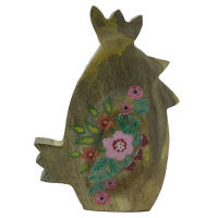 CAPRILO REGALOS & DECORACIÓN Figura Decorativa de Madera "Gallina Flores Multicolores". Adornos y Esculturas. Animales. Regalos Originales. Decoración Hogar. 10 x 2,50 x 15 cm. - details 0
