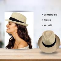 Sombrero de paja Hombre Mujer para Adulto Sombrero Panamá Fedora Perfecto para Verano Protección Solar UPF 50+, Gorro Fresco y Transpirable, Ideal para Playa, Fiestas, Bodas, Celebraciones, Actividades al Aire Libre, Moda Casual - details 3