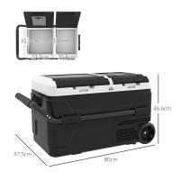 HOMCOM Nevera Compresor Portátil 40L con Doble Zona Refrigerador de Coche -20℃-20℃ 12 / 24V DC y 100-240V AC Nevera Eléctrica con Luz LED y Asa Telescópica para Caravanas Viajes 80x47,5x46,6 cm Negro - details 2