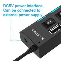 Adaptador de HUB USB 2.0 con 7 Puertos con Interruptor de Encendido LED Individuales, 480 Mbps Speed Data Hub, USB 7 en 1 Puerto Múltiple para PC, Ratón, Teclado, Disco Duro, Impresora - details 6