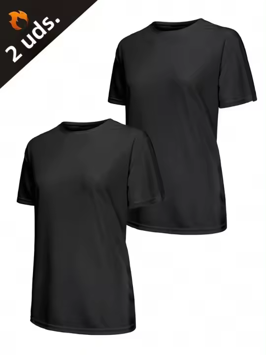 2Pcs Camiseta Deportiva Para Mujer De Color Sólido Ultraligera Secado Rápido Transpirable Top Ligero Para Entrenamiento Fitness Running Gym - 1