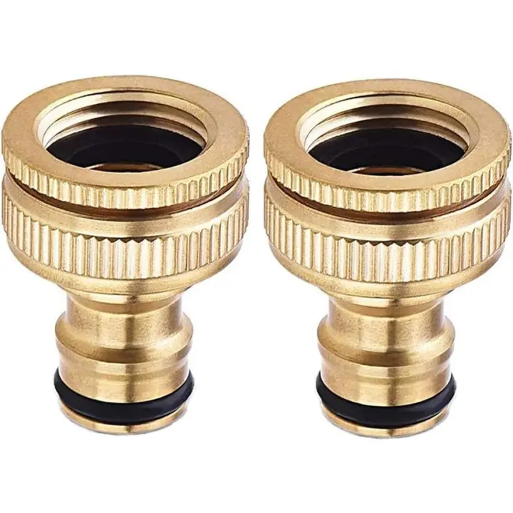 Paquete de 2 conectores de manguera de jardín de cobre puro, conector de manguera de agua - 1