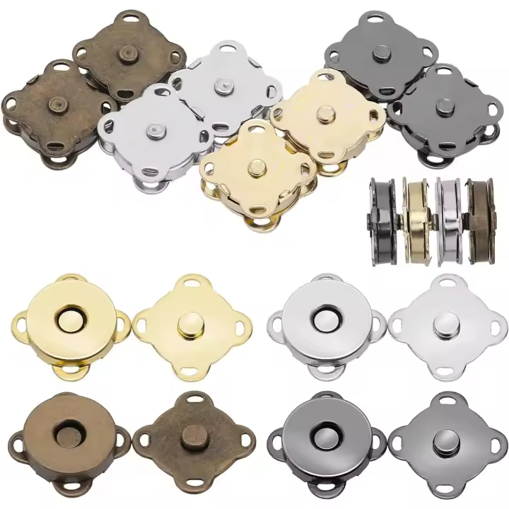16 juegos de botones magnéticos para coser, 14mm cierres magnéticos sujetadores botones a presión costura en broches para monedero bolso cartera DIY artesanía - 1