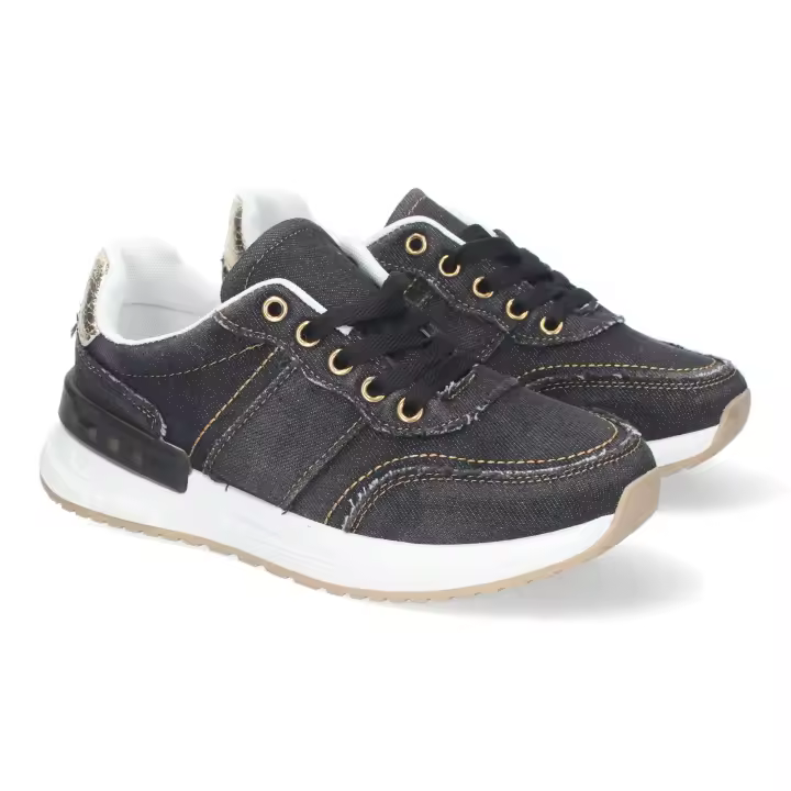 Davinia Shoes Zapatillas Casual para Mujer, Comodas y Elegantes con Detalles de Costura y Ojales Metalicos, Suela Antideslizante, Ideal para el Dia a Dia. Shoes&Blues.es XX-56-Negro - 1