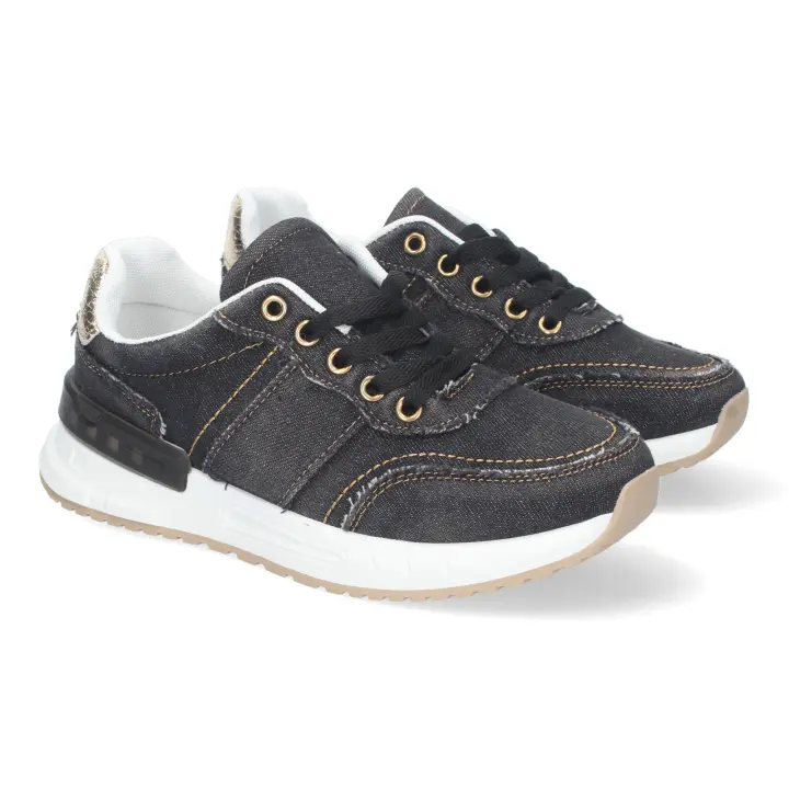 Davinia Shoes Zapatillas Casual para Mujer, Comodas y Elegantes con Detalles de Costura y Ojales Metalicos, Suela Antideslizante, Ideal para el Dia a Dia. Shoes&Blues.es XX-56-Negro - 1