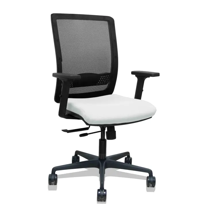 Silla Haches traslack malla negra asiento bali blanco brazos 2D ruedas 65mm - 1
