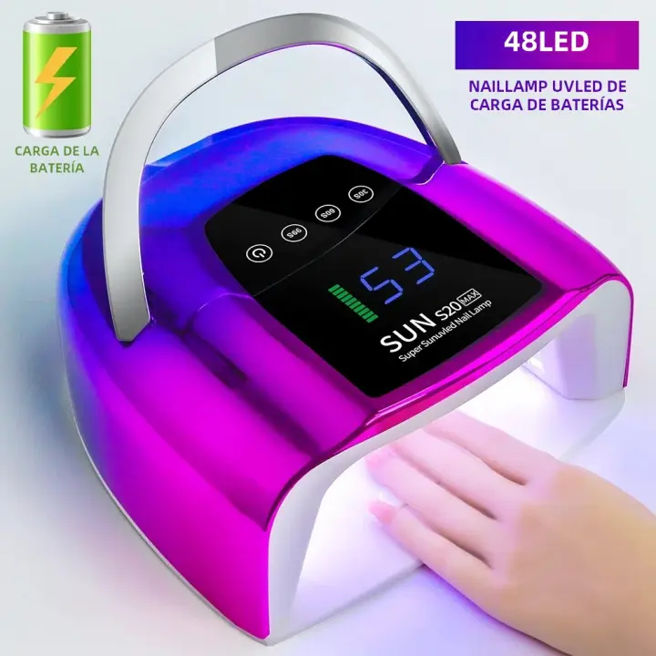 Lámpara De Secado De Uñas LED UV Recargable 48LEDs Máquina Secadora Cordless Profesional Para Polvo De Uñas Y Manicura Herramienta De Luz UV - 1