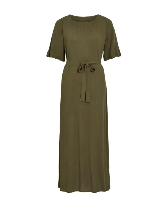 Vestido Vila Paliva largo 2/4 verde militar lazo para mujer - 1
