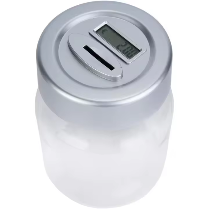 Hucha Contadora de Monedas Transparente con Pantalla LCD y Función Memoria - 1