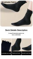 5 Pares De Calcetines Negros Puros Para Mujer Minimalistas Moda Versátiles Cómodos Ligeros Transpirables Medio Longitud - details 2