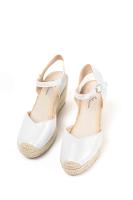 Paloma Wang Alpargatas doradas mujer cuña alta de espratos con plataforma plantilla almhoadilla con Elegante Hebilla - details 1