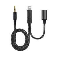 Adaptador De Streaming En Vivo Byscoon 2 En 1 Lightning a 3.5mm Para iPhone 14 13 12 11 pro XS Max Cable AUX OTG Con Corriente Máxima De 2.4A Material Trenzado - details 6