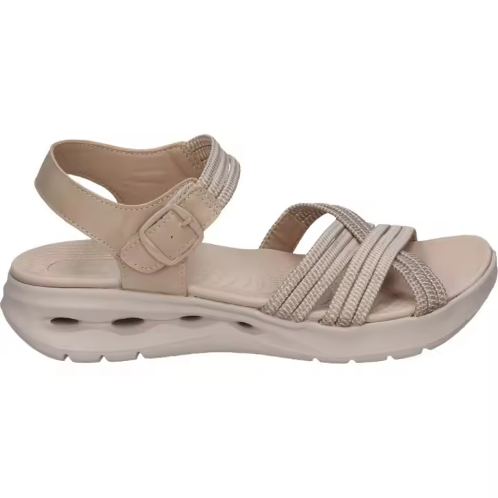 AMARPIES | Sandalias con Cuña Amarpies para Mujer – Sandalias en Color Beige – Sandalias con Cierre de Hebilla – Cuña Media y Cómoda – Estilo Casual – Versátiles y Combinables – Modelo ABZ28656 - 1