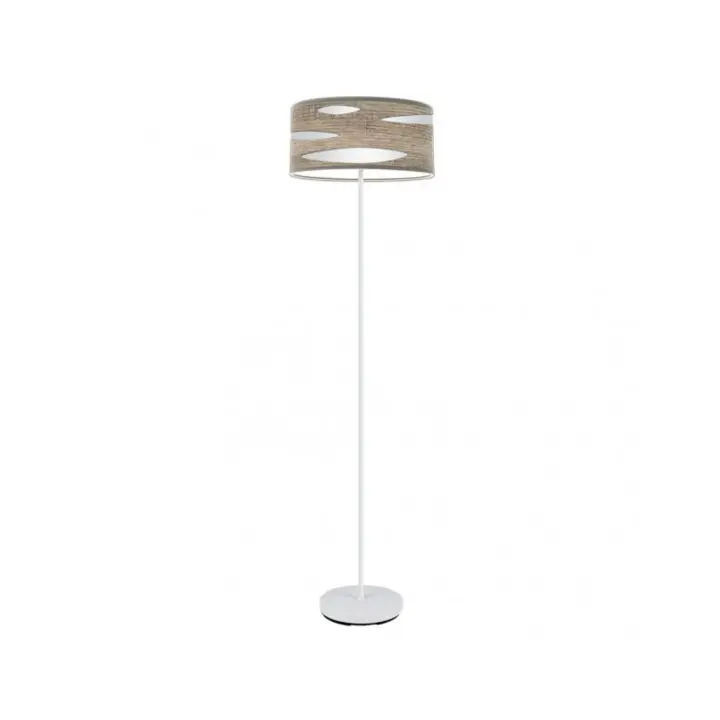 Fabrilamp - Pie Salon Odra 1xe27 Blanco/madera Gris 165x40x40 Cm - 1