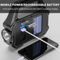 Linterna Recargable De 6 Velocidades Torcha Impermeable Potente Con Luz Solar USB Para Accesorios De Exterior - details 9
