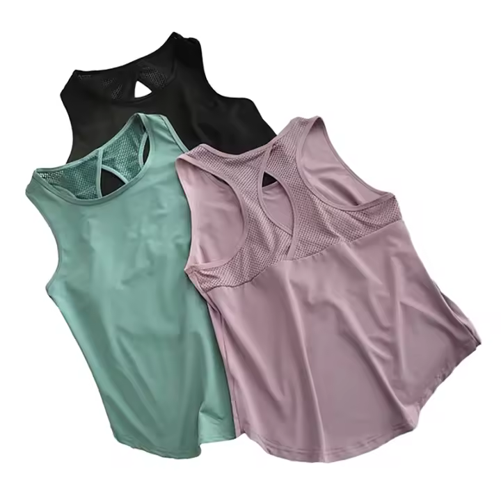 Camiseta De Verano Para Mujer Secado rápido Malla Sin Espalda Casual Versátil Para Yoga Fitness Running - 1