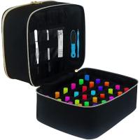 Removable 2-layer nail polish case nail polish storage case nail polish travel case for nail polish tool kit (empty case) (black) - details 3