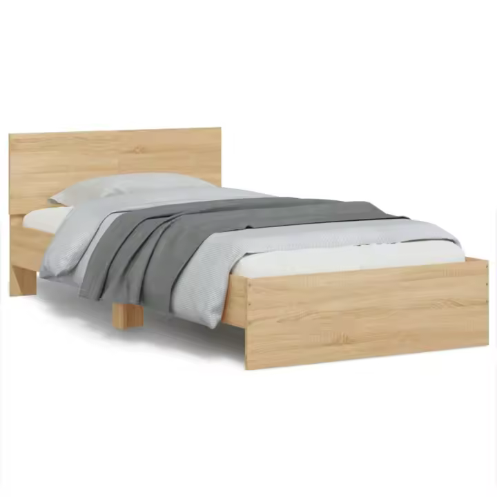 Estructura Cama con cabecero sin colchón Roble Sonoma 100x200cm - 1