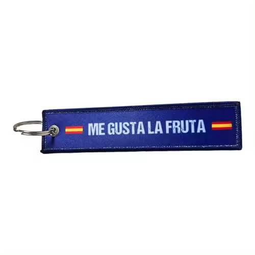 Gemelolandia | Llavero Bordado 'Me Gusta la Fruta' Azul 13x3 cm - 1