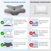 Almohada de espuma viscoelástica, almohada cómoda, almohada de apoyo para el cuello, almohada ergonómica para dormir de lado (gris) - details 2
