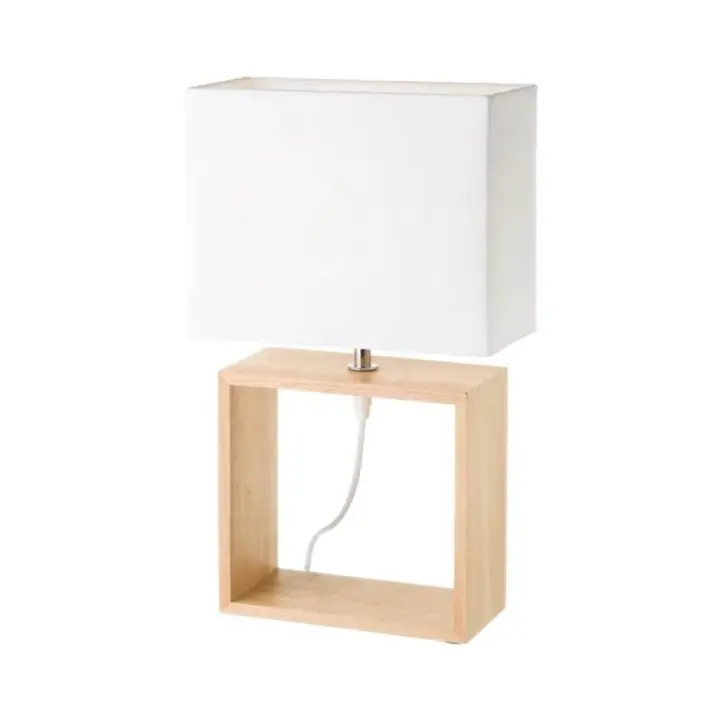 Dcasa Lámpara de mesa de madera blanca de 41x24x12 cm - 1