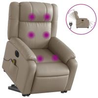 vidaXL Sillón de masaje elevable eléctrico cuero sintético Negro, Crema, Marrón Sillon Dormitorio Sillon Comodos Silla Relax Sillón Sofá - details 3